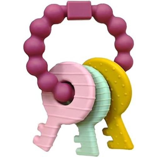 Baby Keys Toy, Teething Keys Toy for Toddlers 3-18 Months,Infants Sensory Silicone Chewable Keys Teether - Soothes Baby Gum Pain,BPA Free (Purple)
