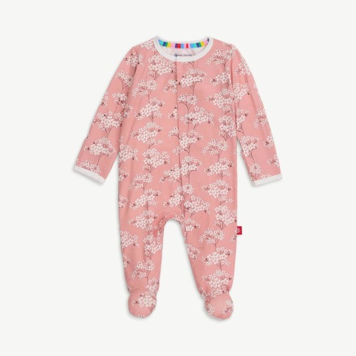 cherry blossom modal magnetic parent favorite footie - 0-3 months – Magnetic Me