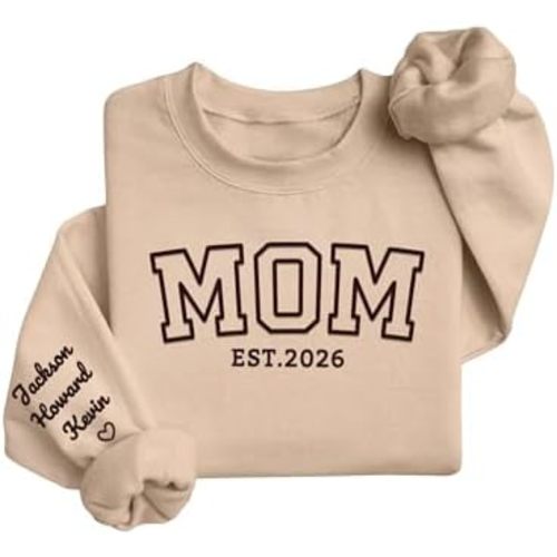 Personalized Mothers Day Birthday Gift for Mom from Daughter Son, Custom Embroidered Sweatshirt Hoodie with Kids Names