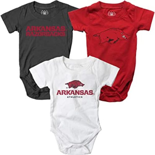 Wes and Willy Baby College Team 3 Pack Organic Cotton Creepers-One Piece Snap Suits