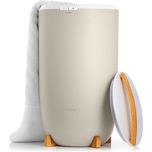 Zadro Large Hot Towel Warmer Bucket Timer Electric Towel Warmer for Bathroom Auto-Shut Off Heated Towel Warmer Spa (Large | 20L | 12" Dia. x 21" Tall, Bamboo/Neutral)