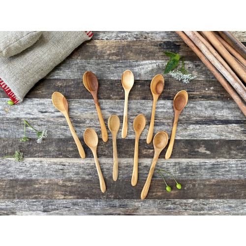 Hand carved small wooden spoons, 6&quot; natural wood teaspoons, Stirring spoons for kids teething, Handmade kitchen wood utensils, Wood art