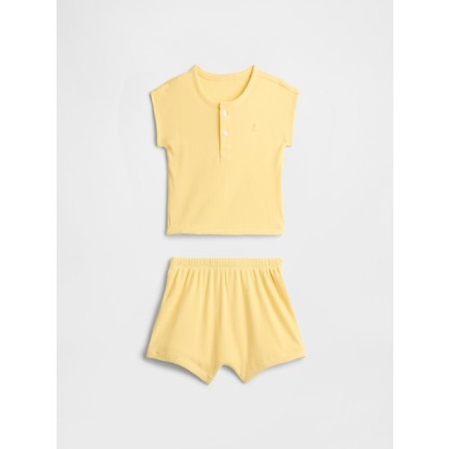 Baby Ribbed Henley Two-Piece Outfit Set