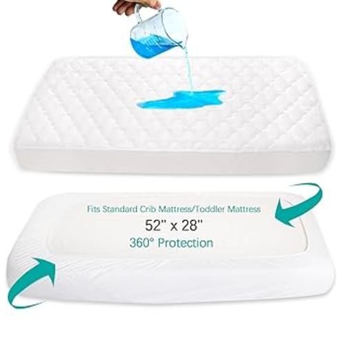 Amazon.com : Crib Mattress Protector Sheets Fitted Waterproof Crib Mattress Pad Cover, Noiseless & Machine Wash 100% Absorbent Crib/Toddler Mattress Protector Sheet Quilted, White, 52" x 28" : Baby