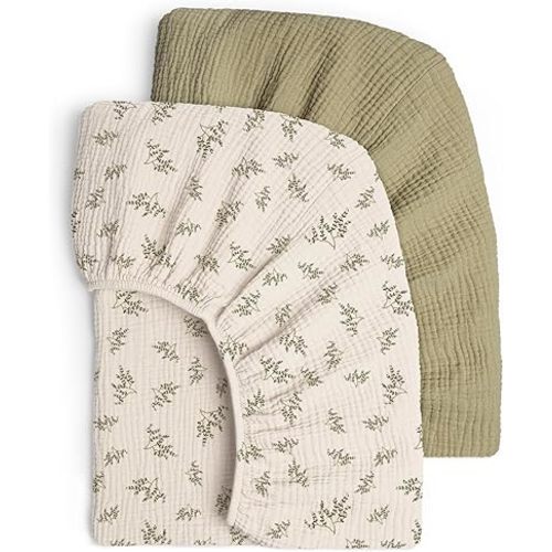 Lulumoon Crib Sheet Muslin for Baby: Soft Cotton Crib Sheets Fitted for Toddler Girl and Boy - Breathable Crib Mattress Sheet 28"X 52"