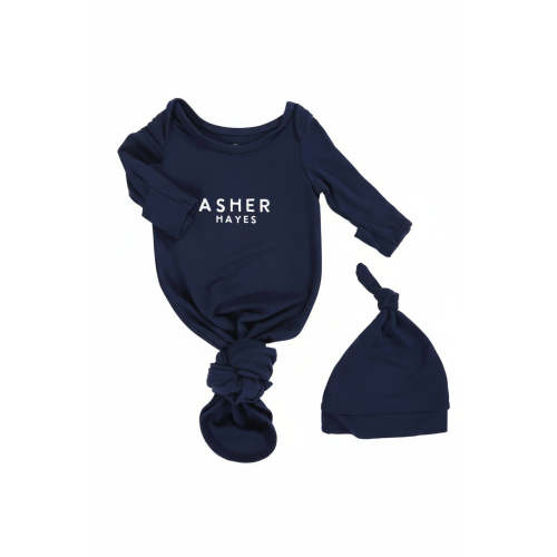 Boy Personalized Bamboo Newborn Baby Knot Gown & Hat