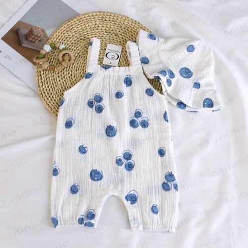 Baby Girl Blueberry Romper with Hat
