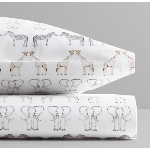 Watercolor Safari Animal Print Crib Fitted Sheet
