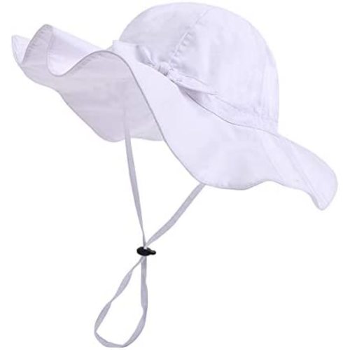 Baby Girl Sun Hat with UPF 50+ Outdoor Adjustable Beach Hat with Wide Brim Bucket Hats