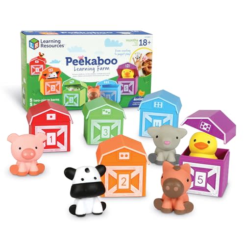 Learning Resources Peekaboo Learning Farm - 10 Pieces, Ages 18+ Months Toddler Learning Toys, Counting and Sorting Toys, Farm Animals Toys, Easter Basket Stuffers​