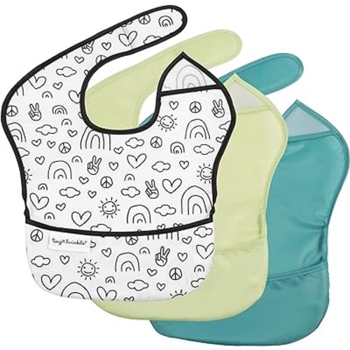 Tiny Twinkle Mess-Proof Baby Bib - Waterproof Bib for Baby Boy or Girl - PFAS, PVC, BPA, Phthalate Free - Baby Food Bibs