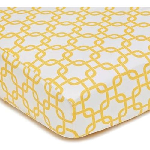 American Baby Company 100% Natural Cotton Percale Fitted Crib Sheet for Standard Crib and Toddler Mattresses, Golden Yellow Twill Gotcha, Soft Breathable, for Boys and Girls