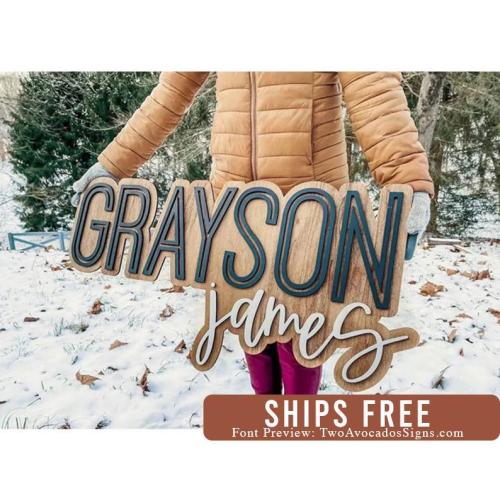 Large wood name sign, nursery name sign, girl name sign, above crib name sign, layered baby name sign, boy name sign, cut out sign