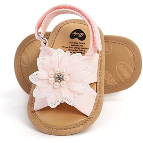 GDSDYM Infant Baby Girls Summer Sandals with Flower Bowknot Soft Sole Wedding Dress Flats Newborn First Walkers Crib Dress Shoes