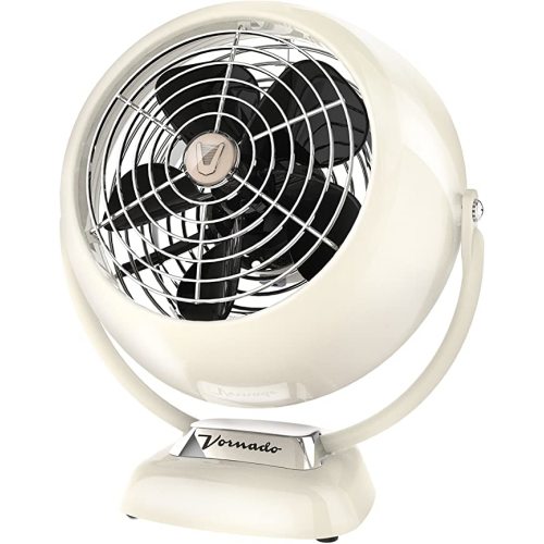 Vornado VFAN™ Jr. Vintage Fan, Small Metal Retro Air Circulator for Cooling & Décor, 2 Speed Settings, Adjustable Tilt, Powerful Airflow, Vintage White