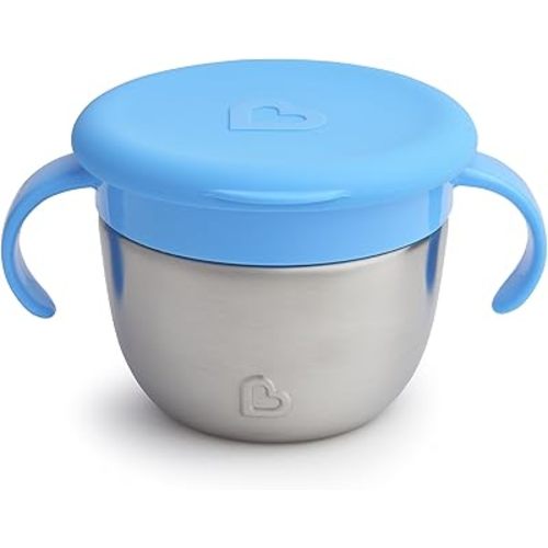 Munchkin® Snack+™ Stainless Steel Snack Catcher Cup with Lid, 9 Ounce, Blue, 1 Pack