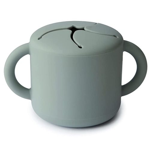 mushie Silicone Snack Cup | Spill Proof Food Container for Toddler and Baby (Cambridge Blue)