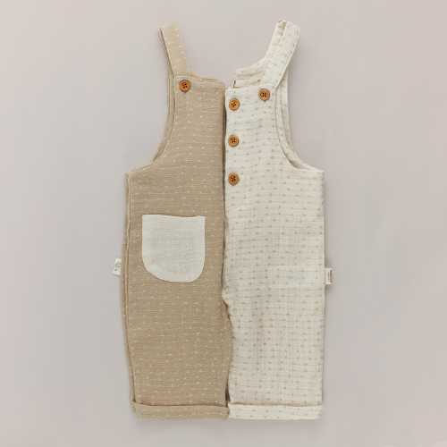 Organic Cotton Linen Baby One Piece Button Suspender Overalls for Boys and Girls, Salopette for Infants and Toddlers