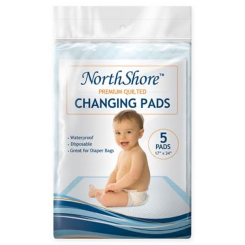 NorthShore™ 5-Count Premium Disposable Baby Changing Pads - WHITE/BLUE - CHANGING PAD