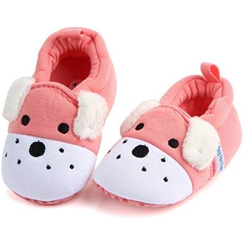 Sawimlgy Newborn Infant Baby Boys Girls Cute Cartoon Slipper Soft Non Skid Sole Slip On House Animal Indoor Sock Shoes Crib Moccasins for New Walkers