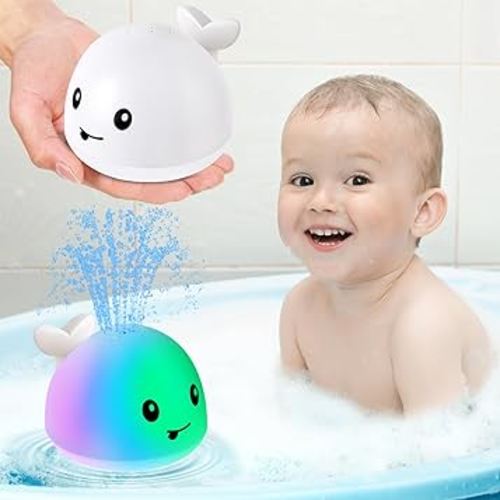 Gigilli Baby Bath Toys, Bath Toys for Kids Ages 1-3, 1 2 3 Year Boy Girl Valentines Gifts for Babies 6-12-18 Months, Light Up Whale Bath Toy Sprinkler Toddler Birthday Bathtub Fountain Pool Water Toy