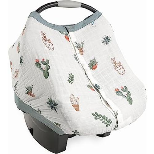Little Unicorn 100% Cotton Muslin Car Seat Canopy | Super Soft Lightweight Cover with Window | Breathable | Magnetic Closure | Baby and Infant | Machine Washable | Shower Gift | Prickle Pots