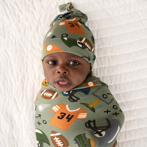 Touchdown Time Swaddle & Hat Set - Little Sleepies