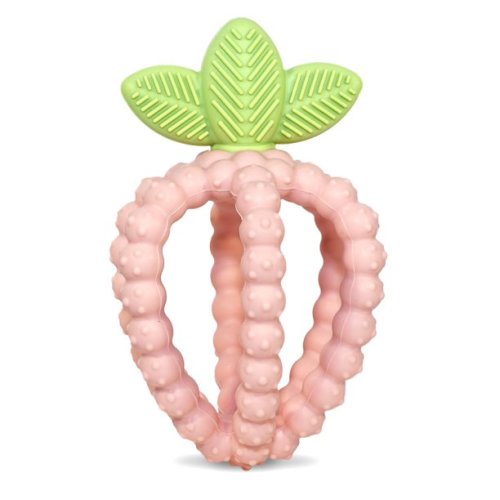 RaZbaby RaZberry Bites Silicone Teething Toy 6m+ | Textured for Gum Relief | BPA-Free | Easy to Hold | Pink