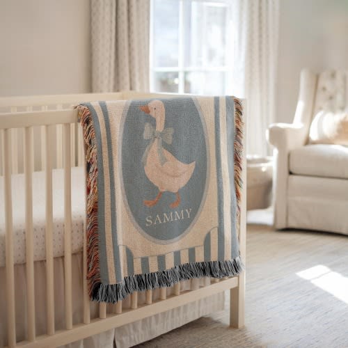 Baby Name Blanket Personalized Throw Goose Nursery Decor Baby Boy Gift Blanket with Name Baby Keepsake Gift for Custom Nursery Decorations