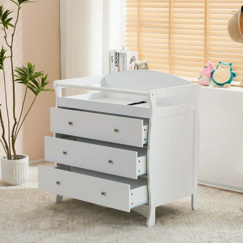 UBesGoo Infant Changing Table,3 Drawer Changer,Nursery Storage Dresser Chest for Bedroom, Nursery, White