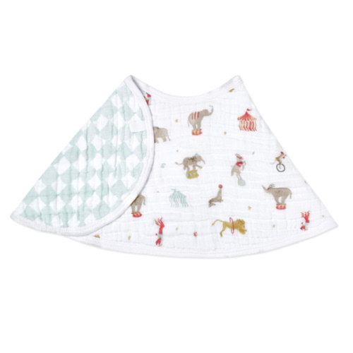 aden + anais Essentials Baby Burpy Baby Bib, 100% Cotton Muslin, Soft Absorbent 4 Layers, Multi-Use Burp Cloth and Bib, 22.5” X 11”, Single, Elephant Circus