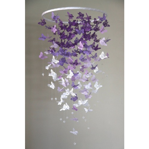 FULL bodied Butterfly mobile/Monarch Butterfly Chandelier Mobile/Purple/white ombre Butterflies/Kids room/Baby shower/Butterfly Crib Mobile