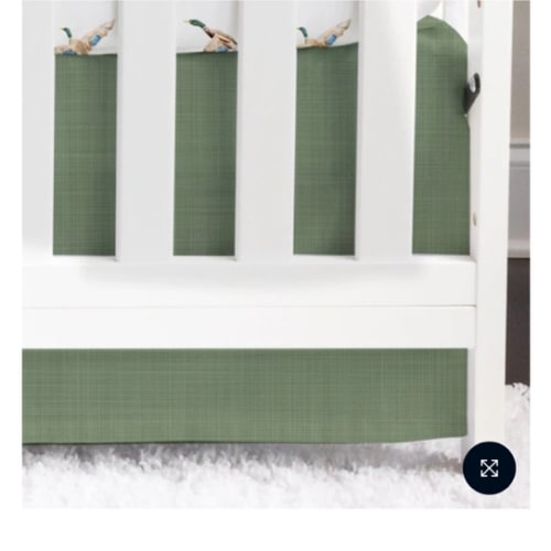 Duck Hunting Green Crosshatch Crib Skirt