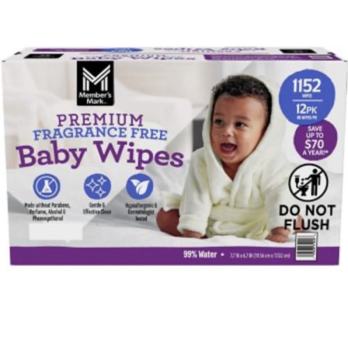 Member's Mark Premium Baby Wipes, Fragrance Free, 12 pk., 1152 Wipes - Sam's Club