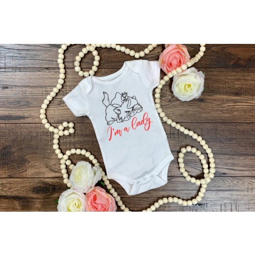 Disney baby onesie The Aristocats " I'm A Lady" onesies bodysuit tshirt