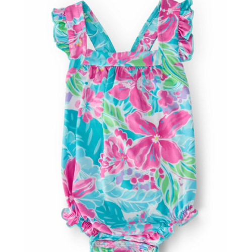 Tropical Punch Ruffle Cross Back Romper | Mila & Rose