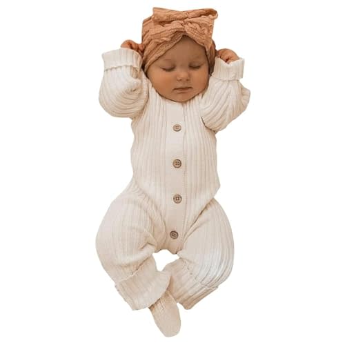 Aoswep - Lovely Solid Color Baby Long Sleeve Jumpsuit baby girl bodysuit