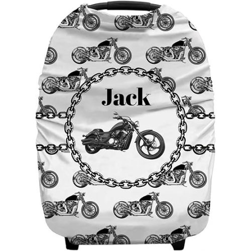 Personalized Motorcycle Baby Car Seat Covers with Name, Custom Dirt Bike Nursing Cover Breastfeeding for Babies, Carseat Canopy for Boys and Girls, Infant Stroller Cover, Breathable Carseats Cover