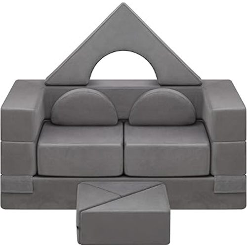 Kids Couch,Kids Sofa,Modular Kids Sofa for Toddler and Baby Playroom/Bedroom Furniture,Floor Sofa,Kids Modular Furniture,Foam Playset Couch Set,Combinations Modular Sofa (Gray)