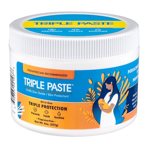 Triple Paste Diaper Rash Cream for Baby - 8 Oz Tub - Zinc Oxide Ointment Treats, Soothes and Prevents Diaper Rash - Pediatrician-Recommended Hypoallergenic Formula with Soothing Botanicals