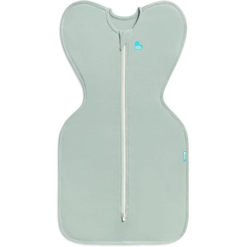 Love To Dream Swaddle Up, Small 3.5-6kg, Olive, Snug Fit Supports Good Sleep, 0.2 Tog Suitable for Warm Temperature (24-27°C), Machine Washable & Double Zip for Easy Nappy Change