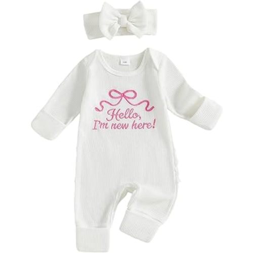 Baby Girl Winter Clothes Newborn Going Coming Home Outfit Ruffle Mitten Sweater Romper Cute Knitted Jumpsuit