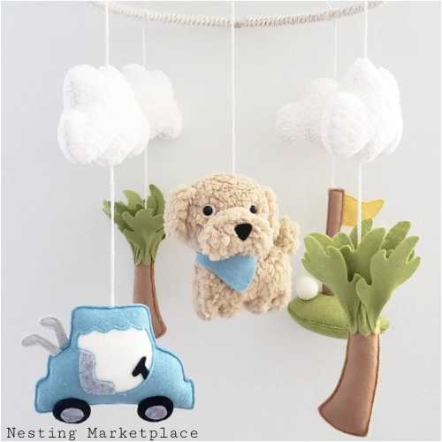 Baby Crib Mobile- Golf mobile,Golf nursery decor - goldendoodle mobile-Mobile- Custom Pets Mobile - cute mobile - personalized pet mobile