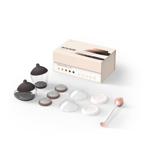 Emulait Baby Bottle Starter Kit Includes 2 Bottles 2 Nipples 2 Caps 2 Lids 3 Flow System Cleaning Brush