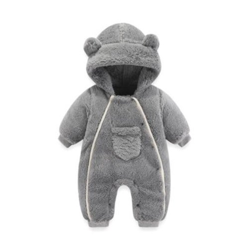 Baby Girls Boys Hooded Jumpsuit Cute Bear Ear Snowsuit Long Sleeve Zipper Warm Snowsuit Winter Clothes for Kids 0-24 Months