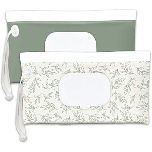 Baby wipes dispenser,portable baby wipes holder for outdoor, Refillable baby wipes container, on the go wet wipe pouch for travel, resuable wipes dispenser for hiking (sage)