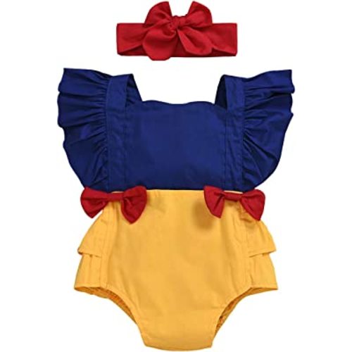 BSongo Newborn Baby Girls Romper Snow White Cosplay Infant Tops and Shorts Summer Clothes (Romper Style #2, 6-12 M)