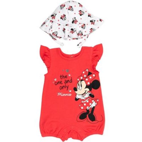 Disney Minnie Mouse Newborn Baby Girls Snap Romper and Bucket Sun Hat Red Newborn