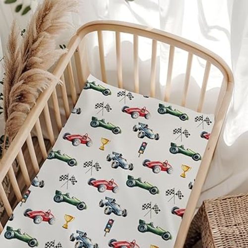 Crib Sheet Race Trophy Flag Traffic Light Baby Crib Sheet for Standard Crib and Toddler Mattress Crib Sheets Flag One Size