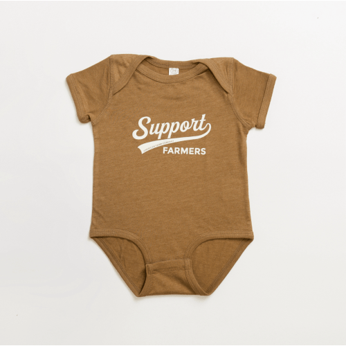 Support Farmers Banner Heather Brown Onesie